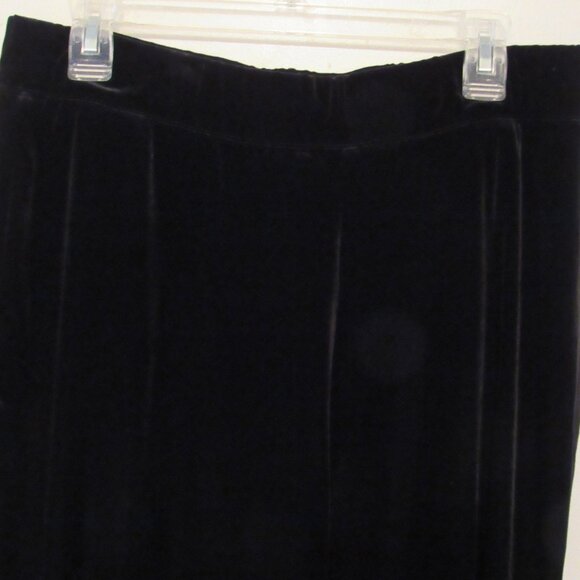 Susan Graver Velour Wide Leg Pants Women's Petite Large Black Elastic Waist - Picture 1 of 6